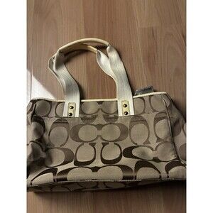 Coach F14878 Signature Patent Canvas Tote Handbag Purse